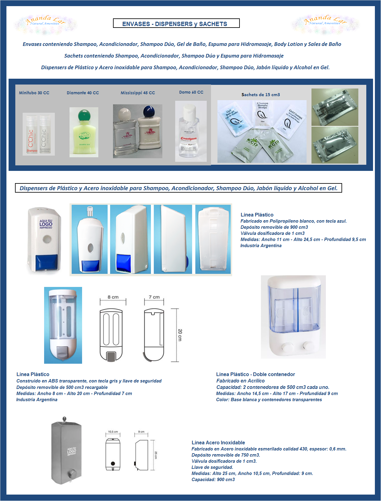 ENVASES - DISPENSERS y SACHETS
